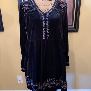Style & Co Velvet Dress embroidered sz L